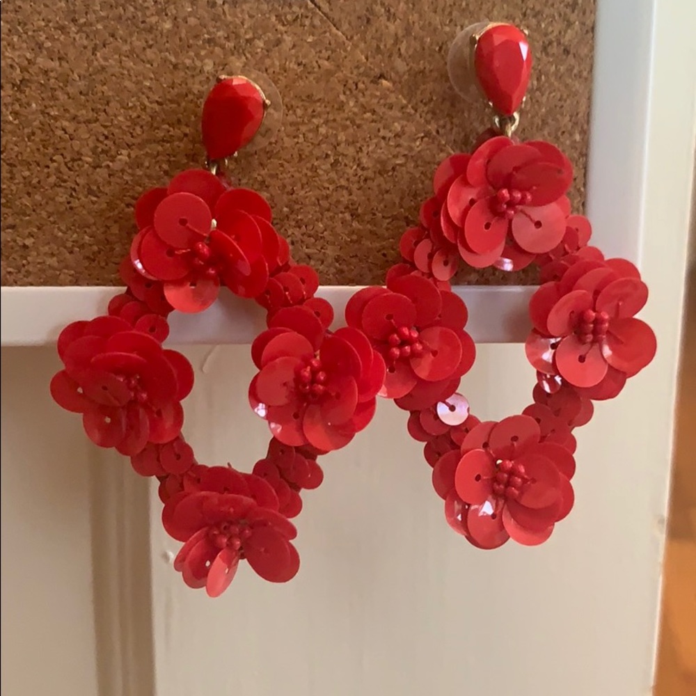 Jcrew red statement earrings